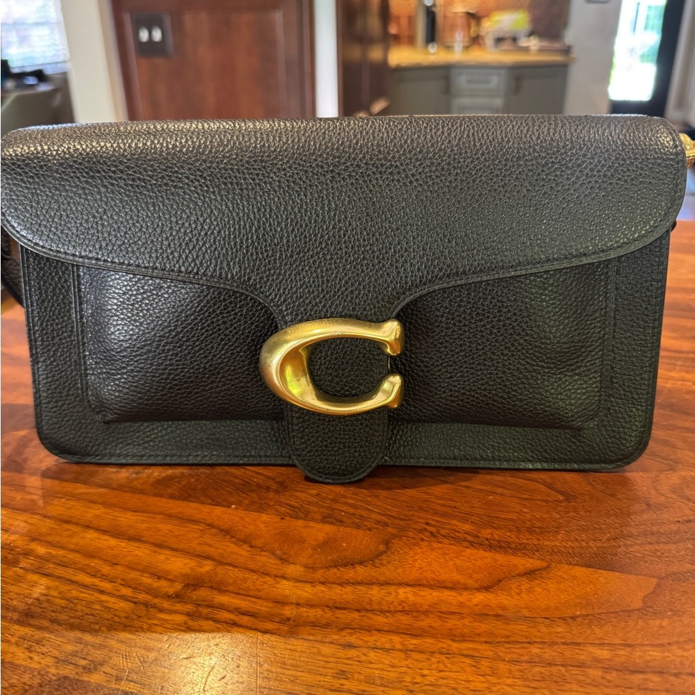 Coach Black and Gold Clutch with Signature 'C' Hardware - Tabby 26